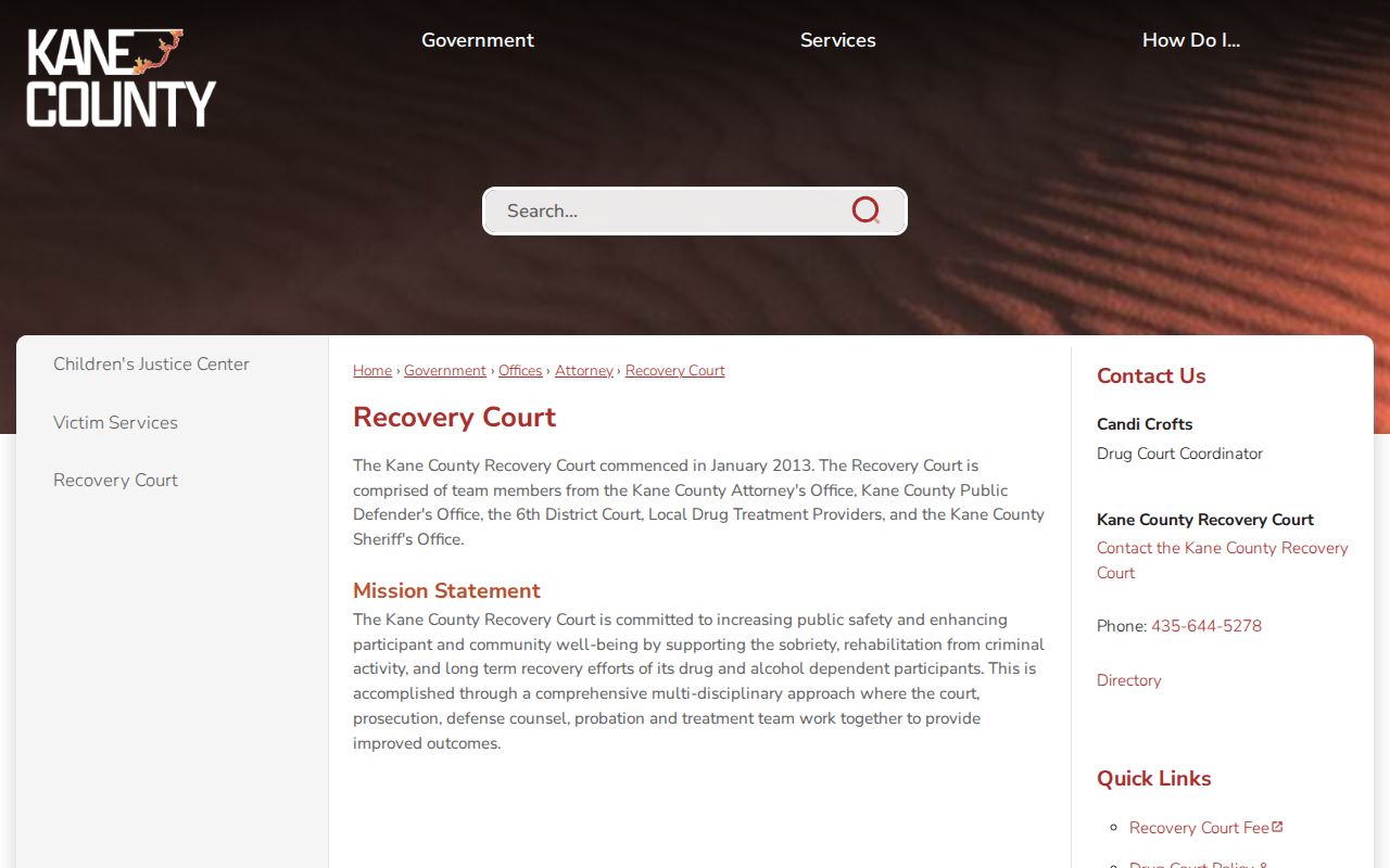 Kane County Recovery Court official program page
