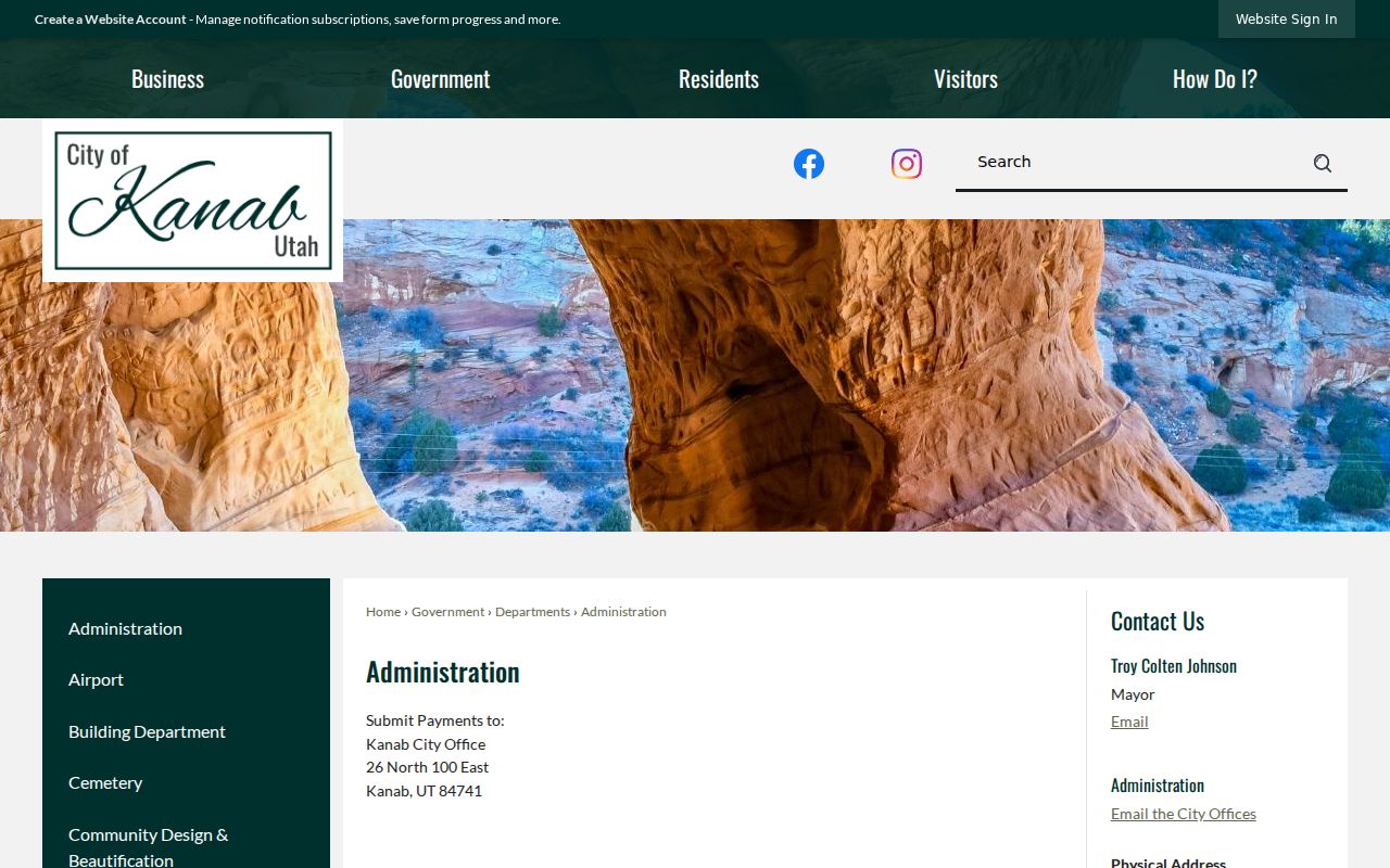 Kanab court docket city administration contact page