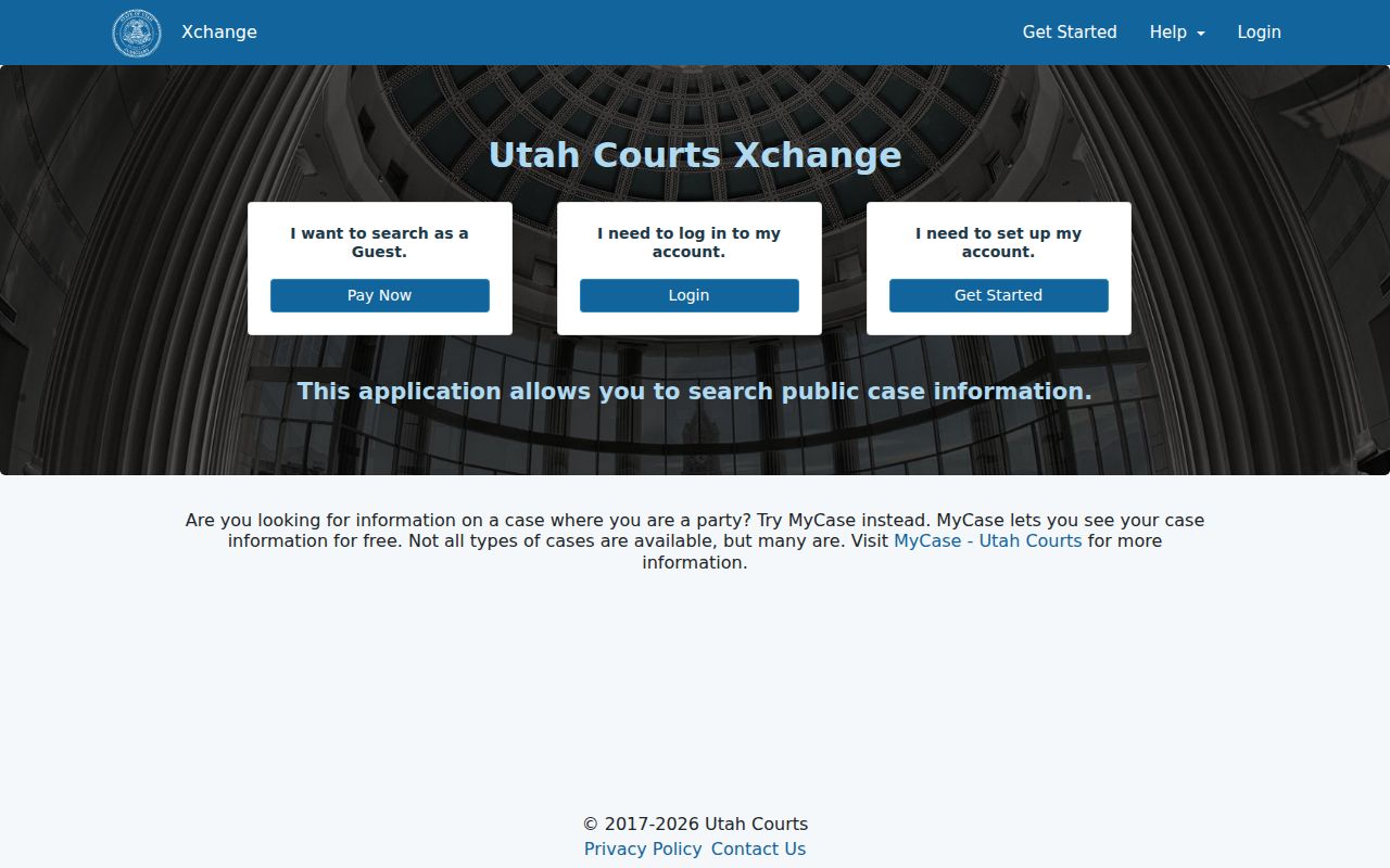 Kane County case lookup entry choices on XChange